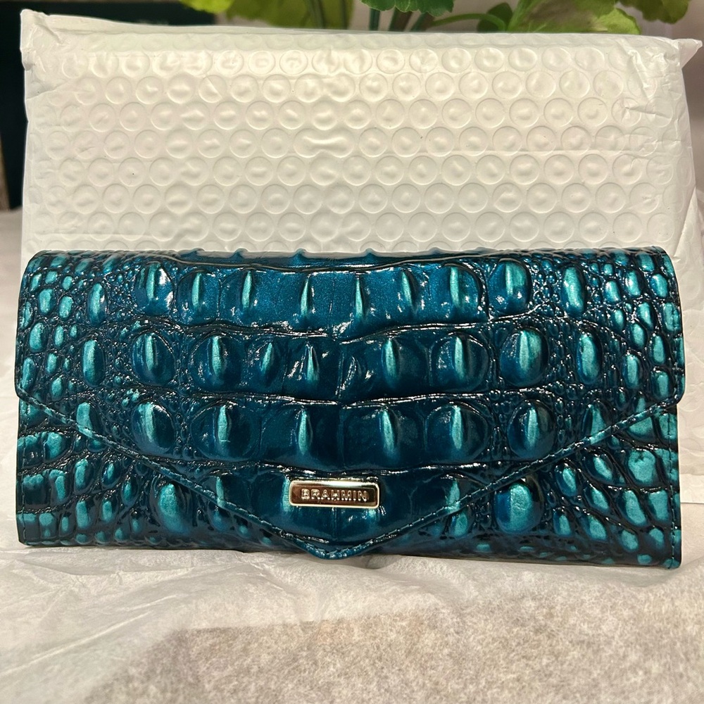 Brahmin Blue Patina Veronica Wallet